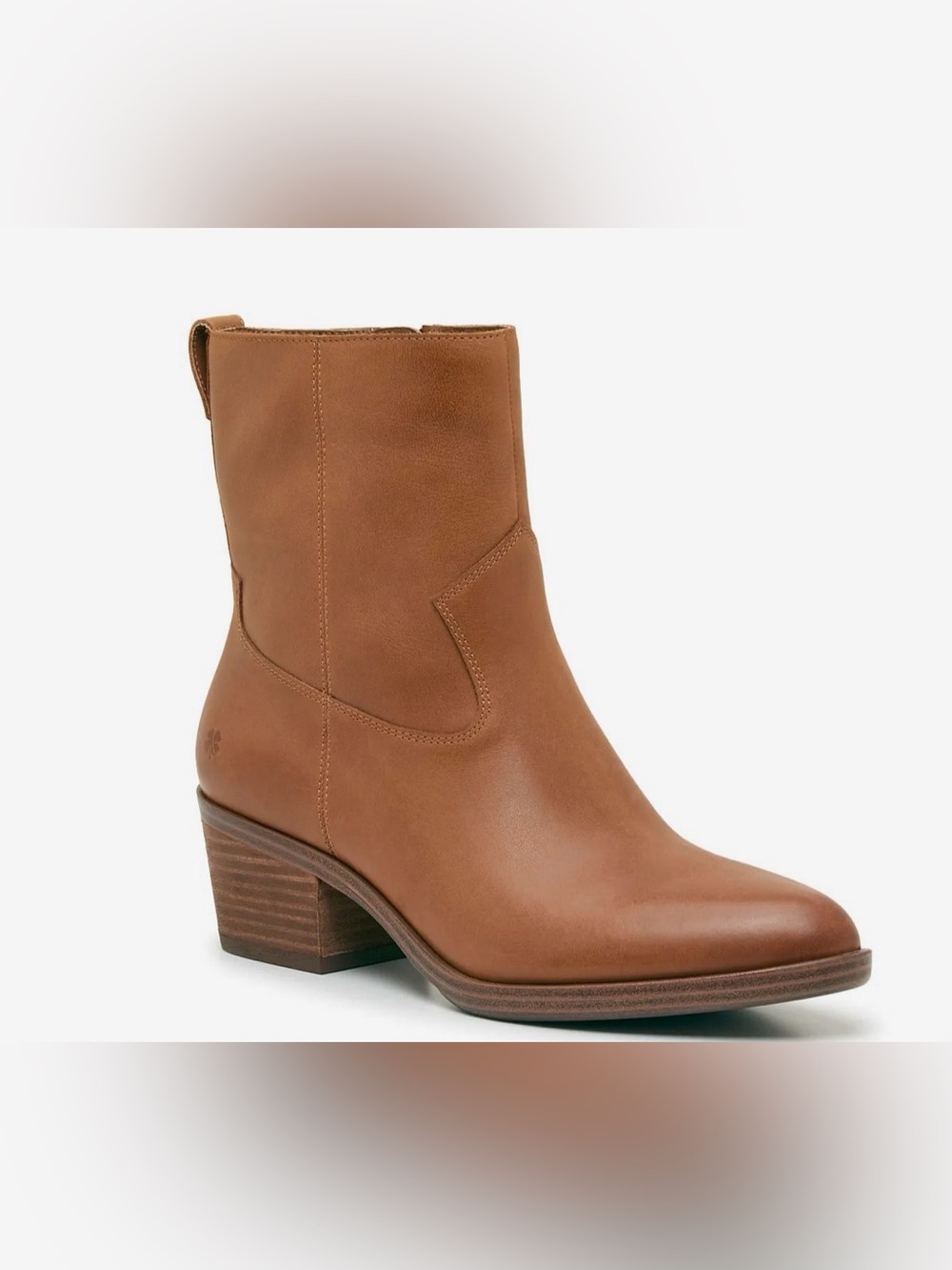 Lucky Brand Tan Leather Mid-Calf Block Heel Ankle Boots